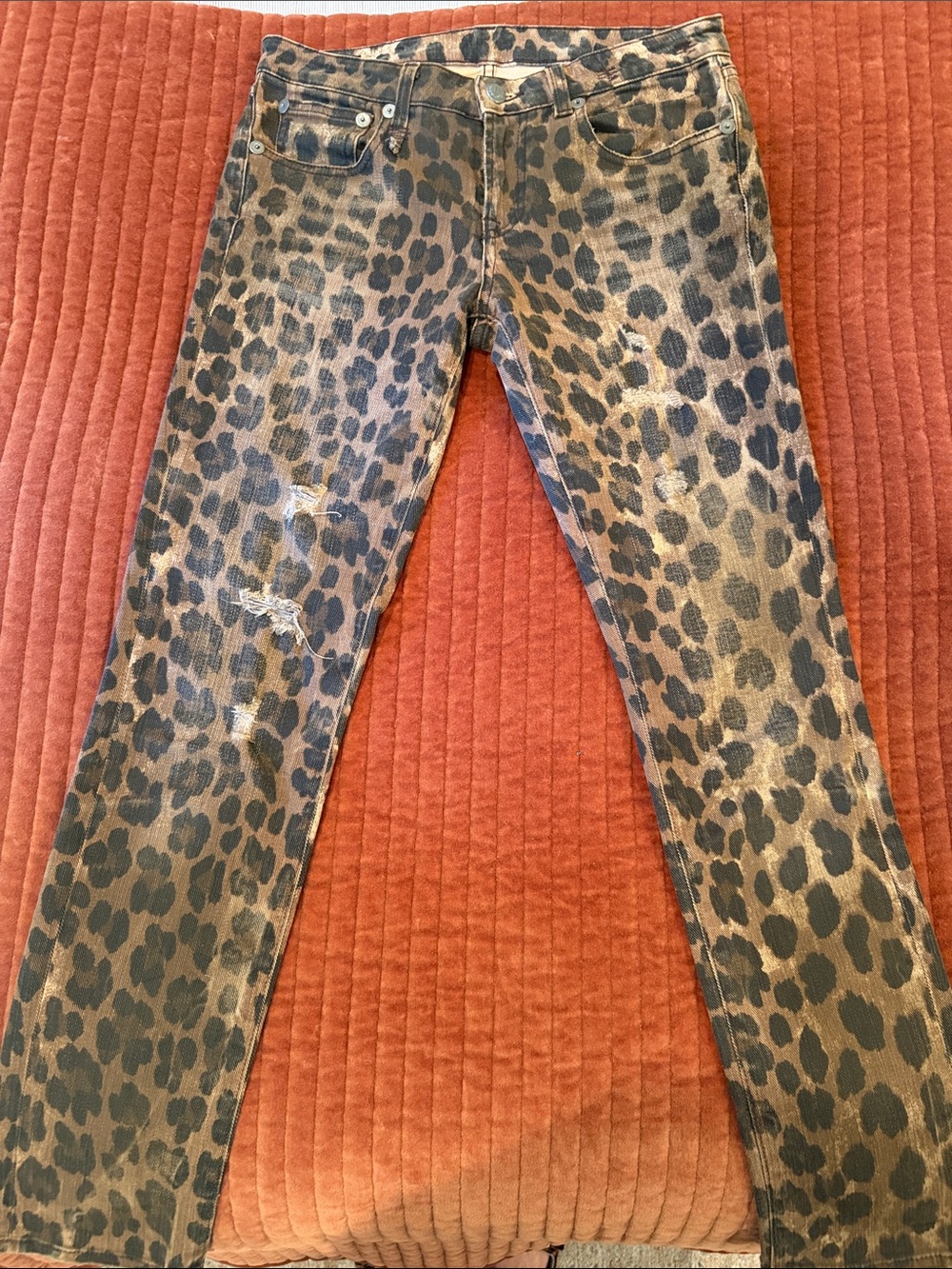 R13 Kate Skinny Mid-Rise Leopard-Print Jeans